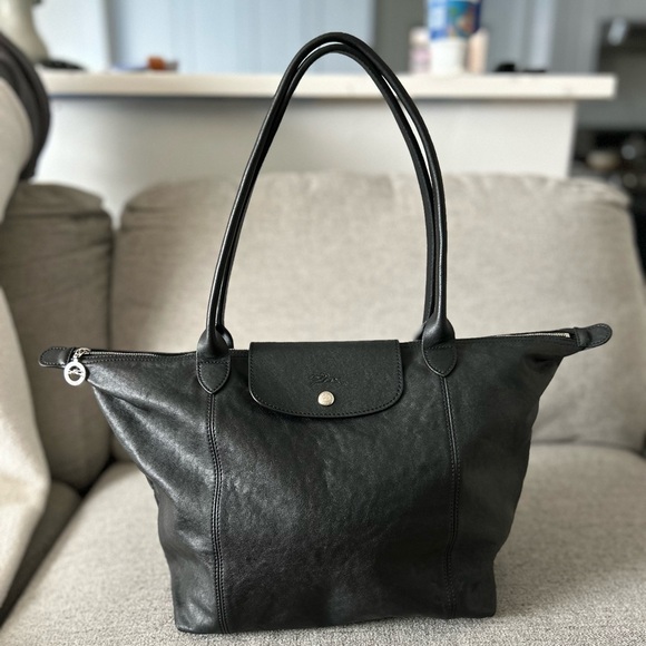 Longchamp Lepliage Cuir Large Tote Black MIF - Picture 1 of 16